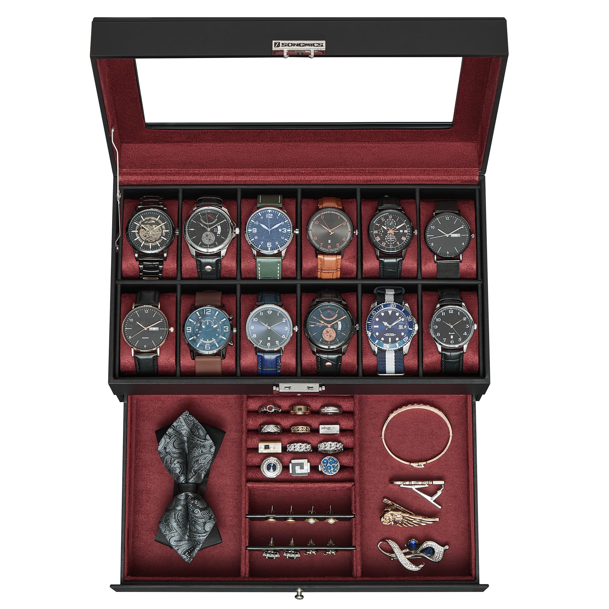 Amazon.com: SONGMICS Watch Box, 12-Slot Watch Case Organizer with